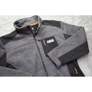 NRA Men's Full Zip Fleece Lined Jacket Grey‎ Black Logo Outdoor Work Size L